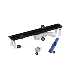 Odpływ liniowy Slight Line Low Black 60x3,5x6,5 cm z maskownicą Slight-Plate Black