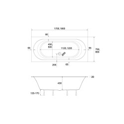 wanna akrylowa Stabilsound Plus® Celestia 170x75x57 cm, prostokątna ze stelażem