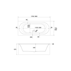wanna akrylowa Stabilsound Plus® Celestia SET 180x80x57 cm, prostokątna z nośnikiem