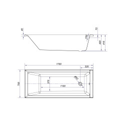 Cersanit Wanna Prostokątna Balinea 170X70 z białą Obudową i Syfonem