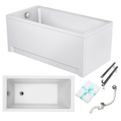 Cersanit Wanna Prostokątna Balinea 160X70 z białą Obudową i Syfonem