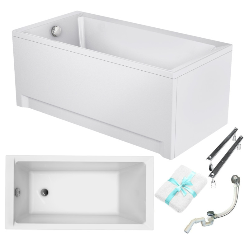 Cersanit Wanna Prostokątna Balinea 160X70 z białą Obudową i Syfonem