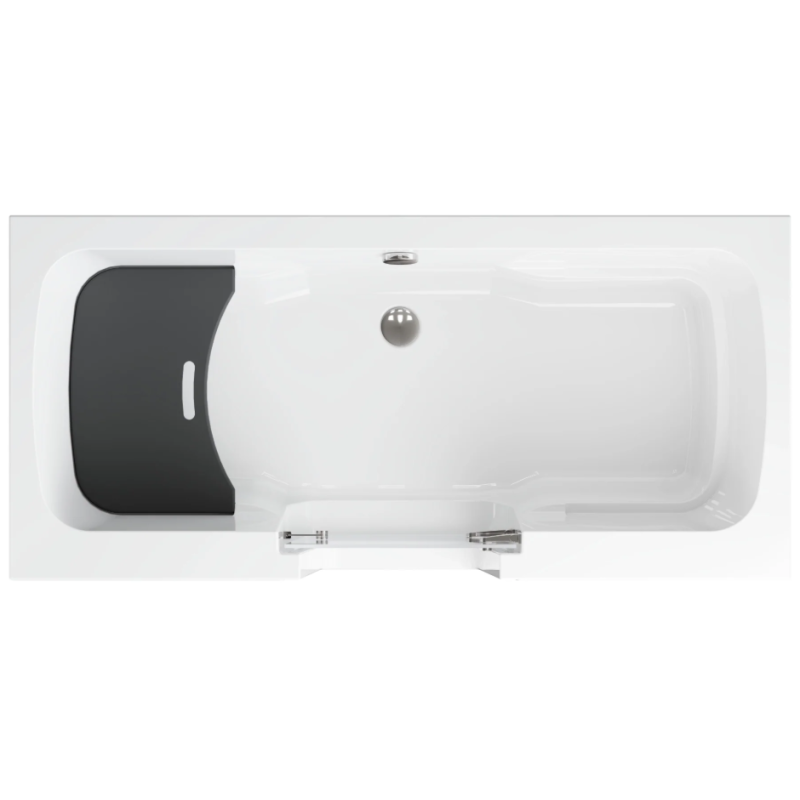 Polimat OVI Wanna 160x75 Akrylowa z białą obudową w zestawie z syfonem i nóżkami Drzwi prawostronne