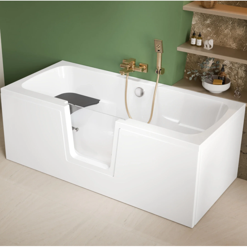 Wanna z drzwiami dla osób starszych Polimat OVI 160x75 lewa + panel przedni