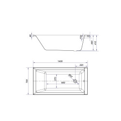 Cersanit Wanna Prostokątna Balinea 150X70 z Syfonem