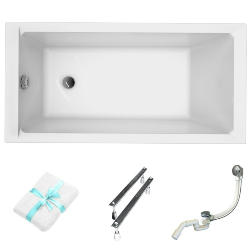 Cersanit Wanna Prostokątna Balinea 180X80 z Syfonem