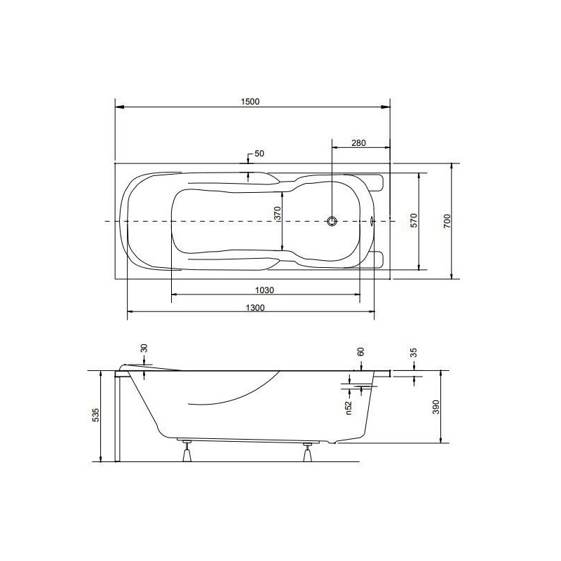 Besco Wanna Majka Nova 150x70  z obudową, parawanem i syfonem