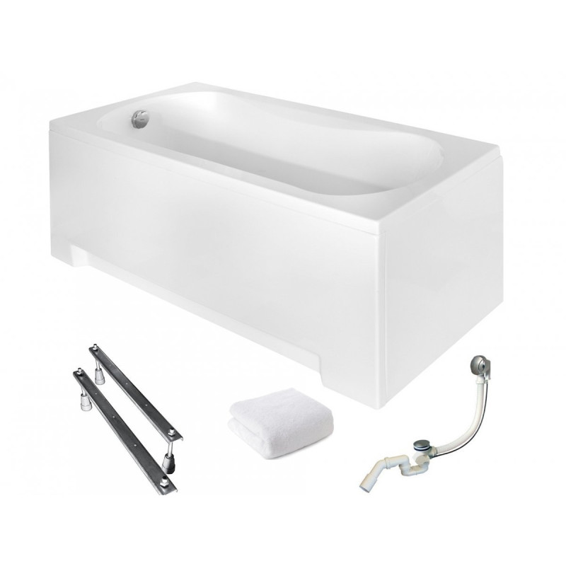 BESCO Wanna 140x70 Aria z białą obudową + Syfon