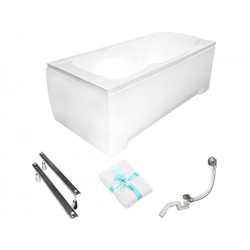 BESCO Wanna 160x70 Majka Nova z białą obudową + Syfon