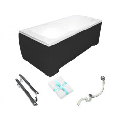 BESCO Wanna 170x70 Majka Nova z czarną obudową + Syfon