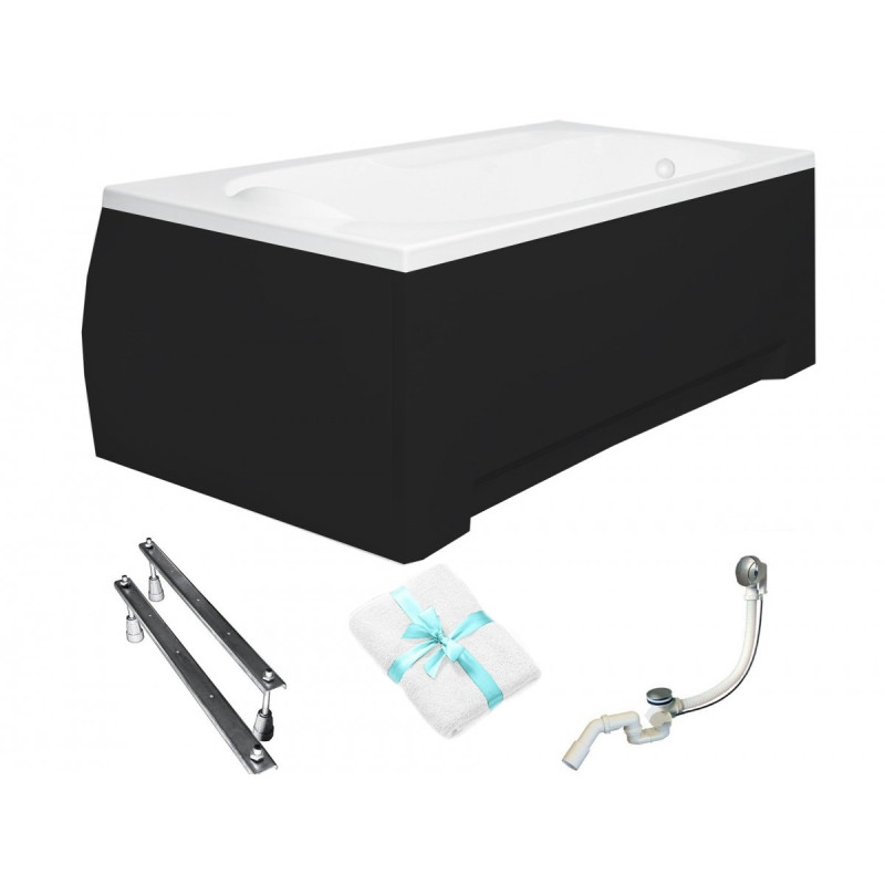 BESCO Wanna 150x70 Bona z czarną obudową + Syfon