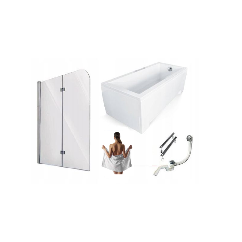 Luksusowa Wanna Akrylowa BESCO Modern 170x70 z Parawanem – Nowoczesny Styl i Komfort