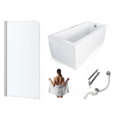 Wanna BESCO Modern 160x70 z Akrylu + Parawan - Luksusowa Kąpiel w Twoim Domu