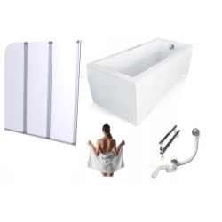 Nowoczesna Wanna Akrylowa Besco 160x70 z Eleganckim Parawanem