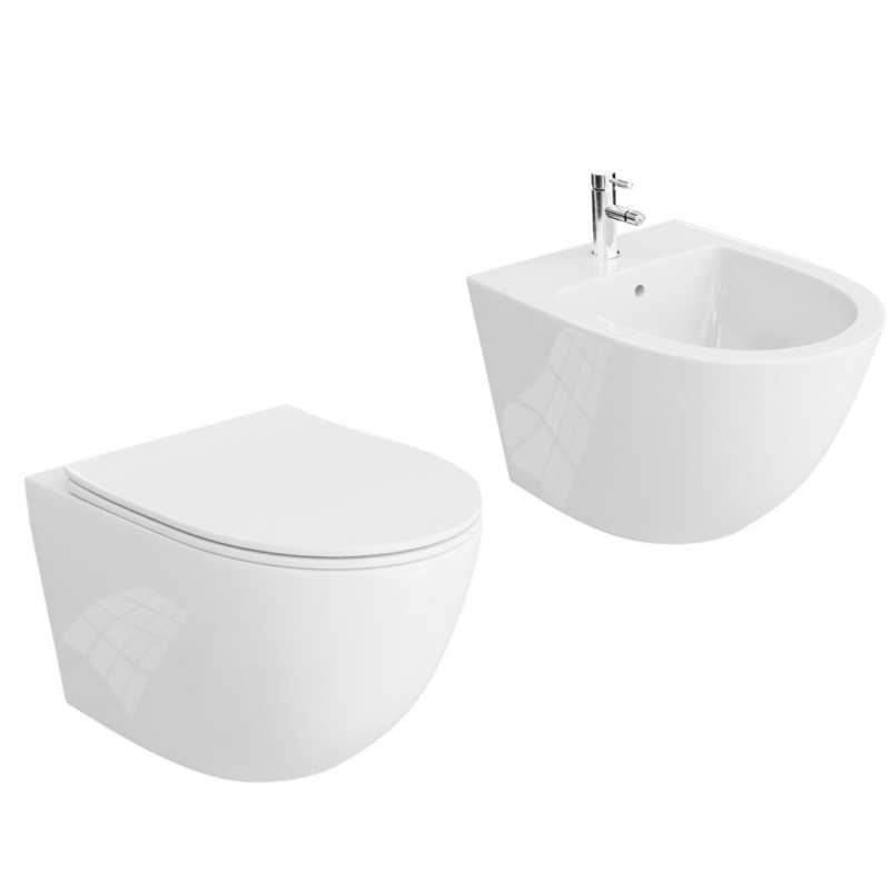 Zestaw WC i Bidet Sinto LAVITA Premium – Wisząca Miska Bezkrawędziowa, Spłukiwanie Wirowe, Bidet Wiszący, Nowoczesne Wzornictwo