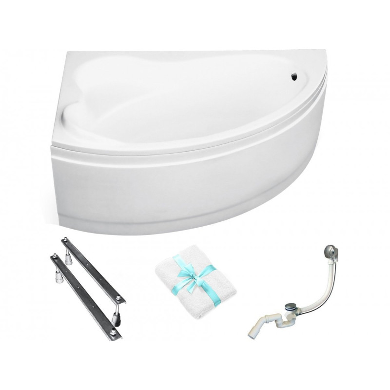 BESCO Wanna 160x100 Ada lewa z białą obudową + Syfon