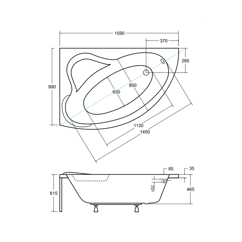 BESCO Wanna 160x100 Ada lewa z białą obudową + Syfon