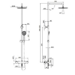 Cersanit Kolumna Natryskowa City czarna z Deszczownicą i Baterią Termostatyczną