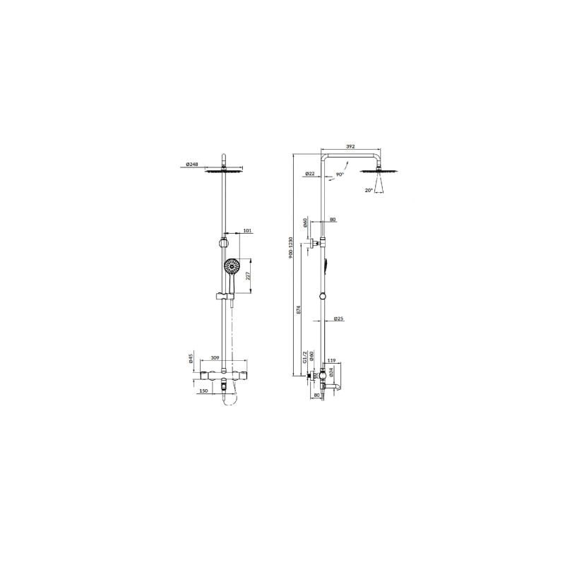 Cersanit Kolumna Natryskowa City czarna z Deszczownicą i Baterią Termostatyczną