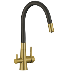 Laveo Riveco bateria zlewozm. złoto szczotkowane/ czarna