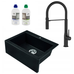 Laveo Komodo zlewozmywak granitowy czarne 490x630 1-komorowy