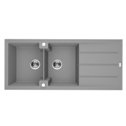 Laveo Canaria zlewozmywak granitowy szare 500x116 2-komorowy