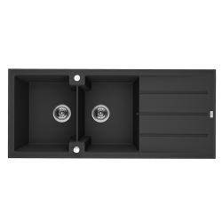 Laveo Canaria zlewozmywak granitowy czarne 500x116 2-komorowy