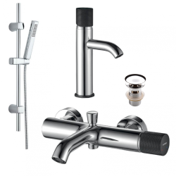 Kuchinox Peros bateria wannowa ścienna chrom/czarna