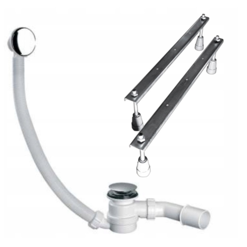 Polimat Wanna prostokątna Gracja 180x80 z Syfonem Click-Clack i Nóżkami