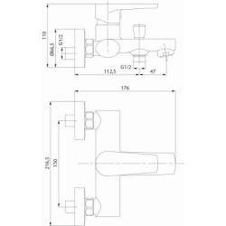 Cersanit Moduo bateria wannowo-natryskowa czarna