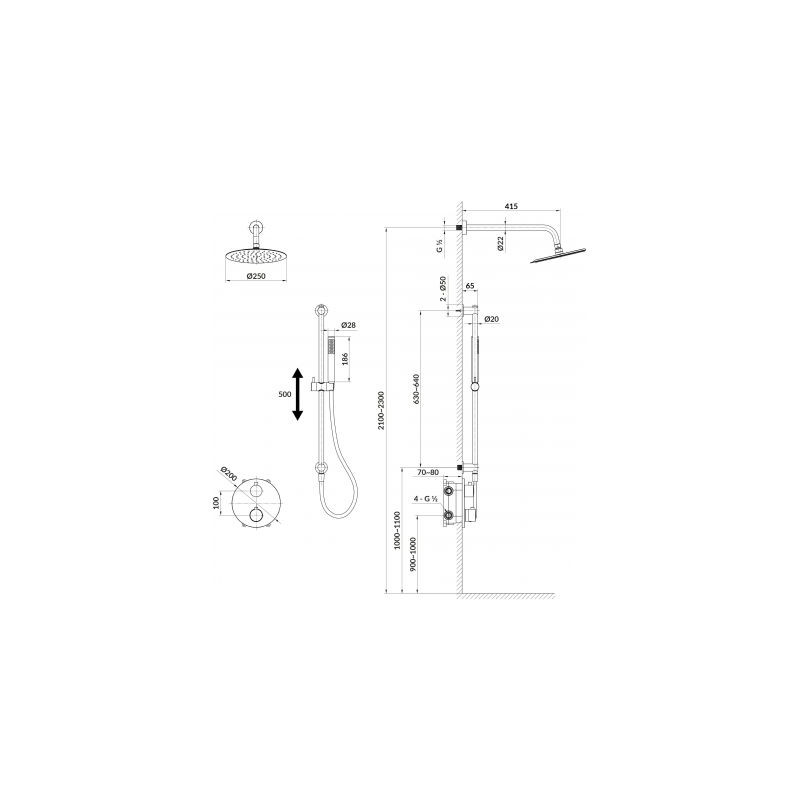 Cersanit Zen zestaw podtynkowy czarny