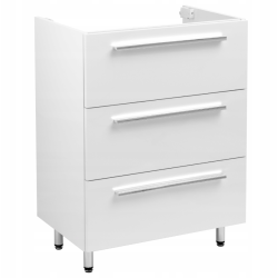 ASTOR szafka stojąca z umywalką BRYZA 61cm biała 3 szuflady uchwyty chrom
