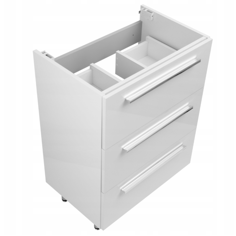 ASTOR szafka stojąca z umywalką BRYZA 61cm biała 3 szuflady uchwyty chrom