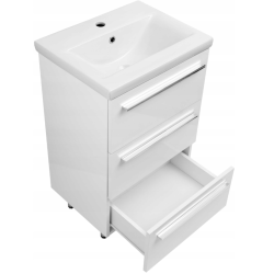 ASTOR szafka stojąca z umywalką BRYZA 51cm biała 3 szuflady uchwyty chrom