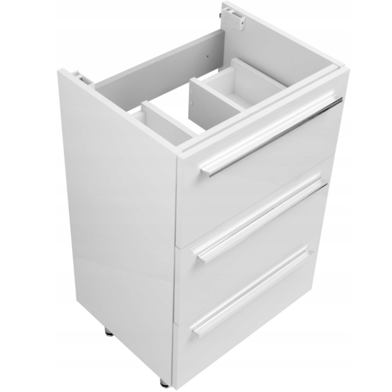 ASTOR szafka stojąca z umywalką BRYZA 51cm biała 3 szuflady uchwyty chrom