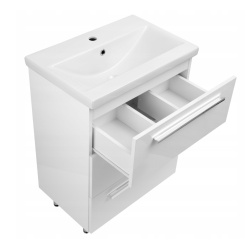 ASTOR szafka stojąca z umywalką BRYZA 61cm biała 3 szuflady uchwyty chrom