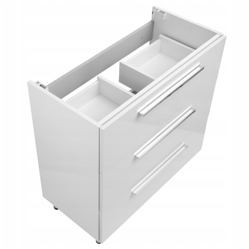 ASTOR szafka stojąca z umywalką BRYZA 81cm biała 3 szuflady uchwyty chrom