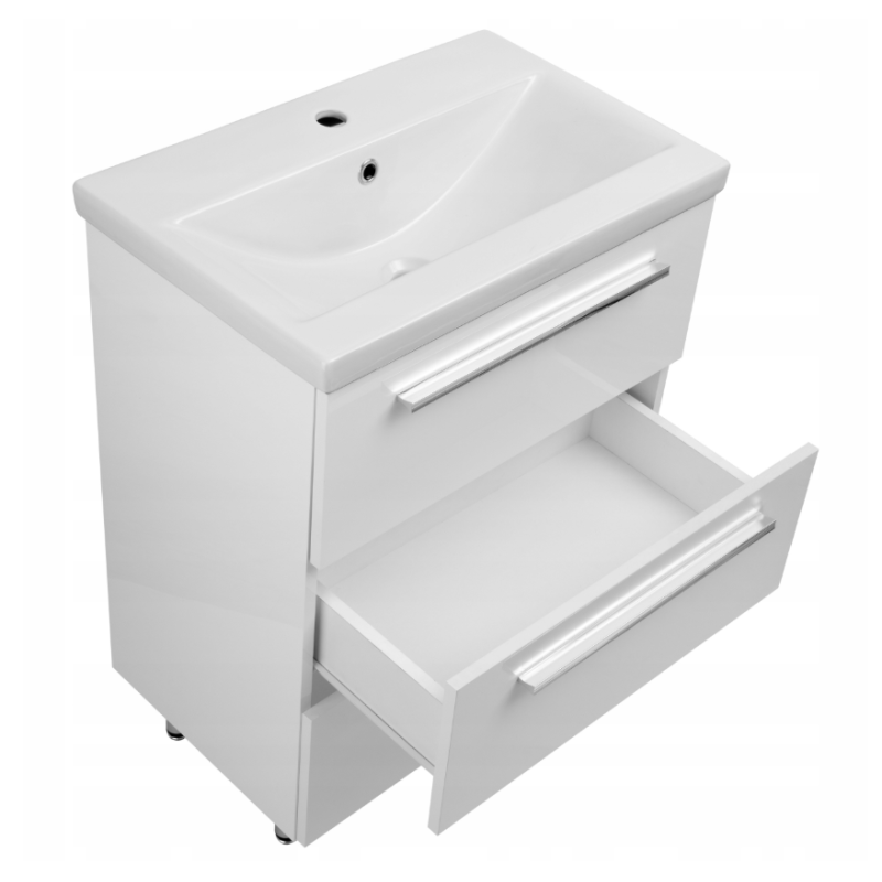 ASTOR szafka stojąca z umywalką BRYZA 61cm biała 3 szuflady uchwyty chrom