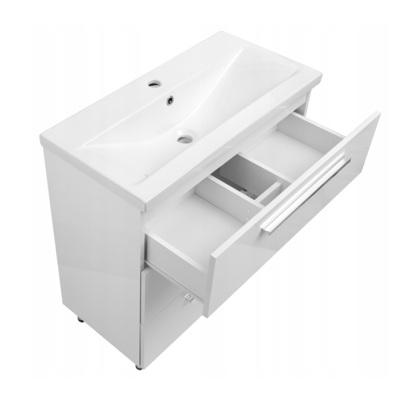 ASTOR szafka stojąca z umywalką BRYZA 81cm biała 3 szuflady uchwyty chrom
