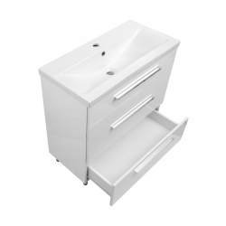 ASTOR szafka stojąca z umywalką BRYZA 81cm biała 3 szuflady uchwyty chrom