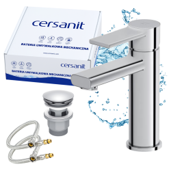 Cersanit bateria ZIP umywalkowa chromowana z korkiem click-clack
