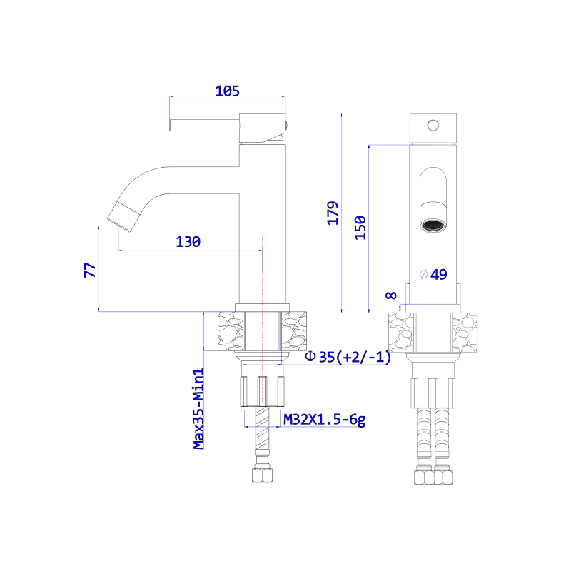 Bateria umywalkowa stojąca stal szczotkowana KSENO AVAPAX ABKS111511