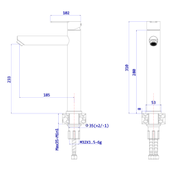 Bateria umywalkowa stojąca wysoka - nablatowa stal szczotkowana MISTELLA AVAPAX ABMI131511