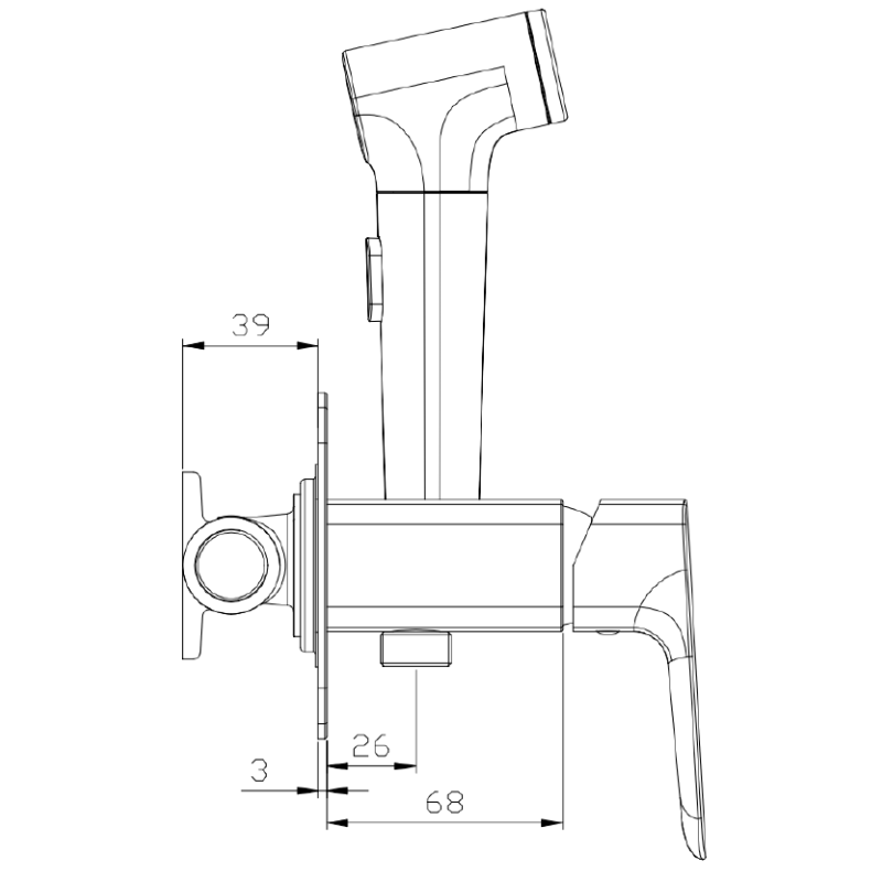 Bateria bidetowa podtynkowa z wężem i słuchawką typu bidetka stal szczotkowana QANIX AVAPAX ABQA4113B1