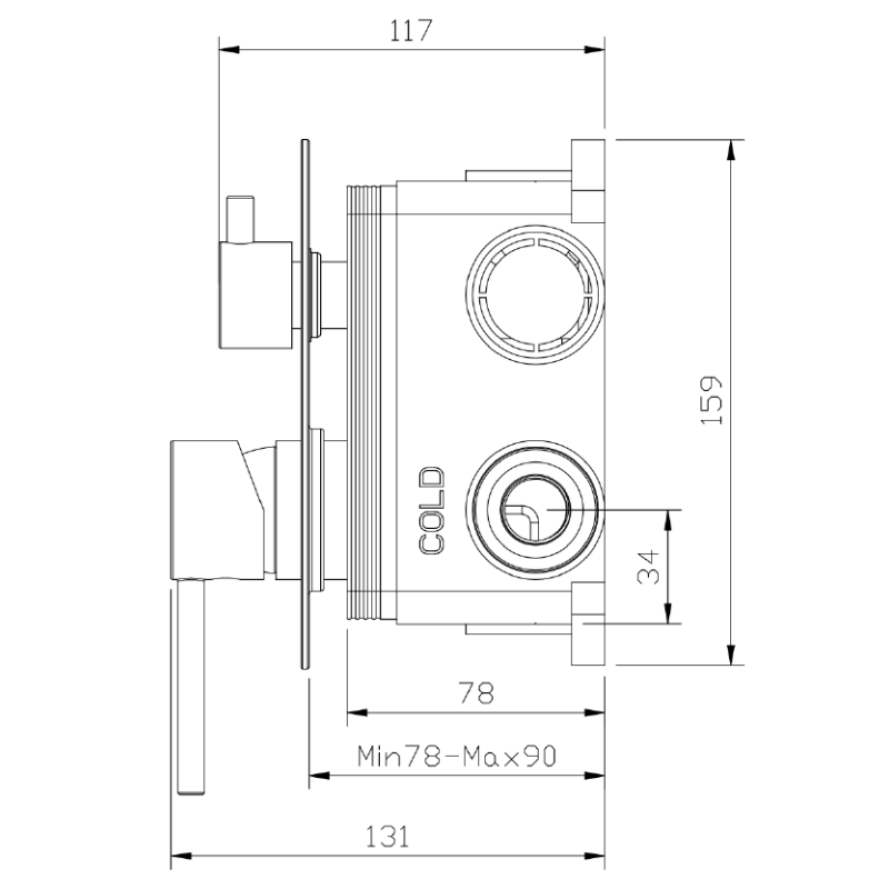 Bateria prysznicowo wannowa podtynkowa dwufunkcyjna gun metal mat ULTIMATE AVAPAX ABUL5214C1