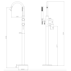 Bateria wannowa wolnostojąca z zestawem natryskowym złoty szczotkowany ULTIMATE AVAPAX ABUL221221
