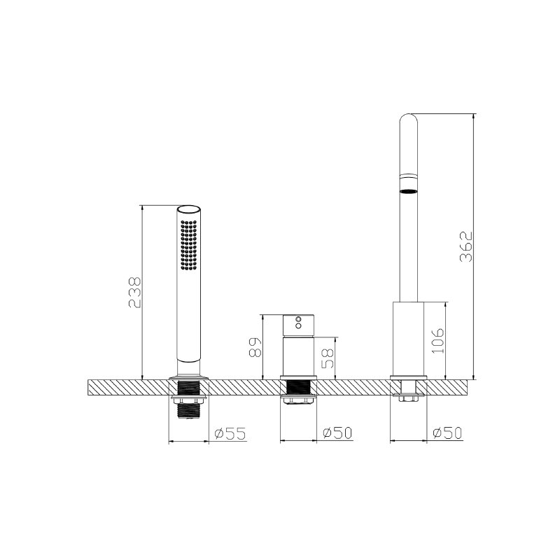 Bateria wannowa 3-otworowa czarny mat ULTIMATE AVAPAX ABUL231321