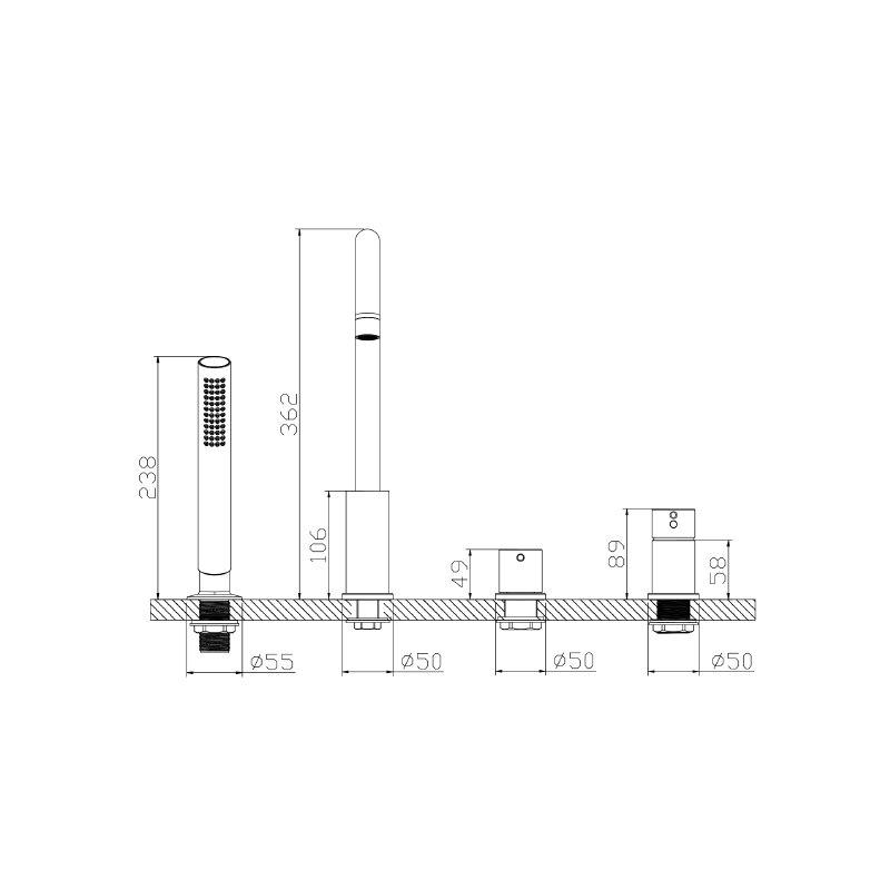 Bateria wannowa 4-otworowa chrom połysk ULTIMATE AVAPAX ABUL241121