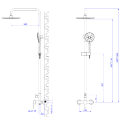 Deszczownica z baterią prysznicową dwufunkcyjną stal szczotkowana MISTELLA AVAPAX ADMI621111