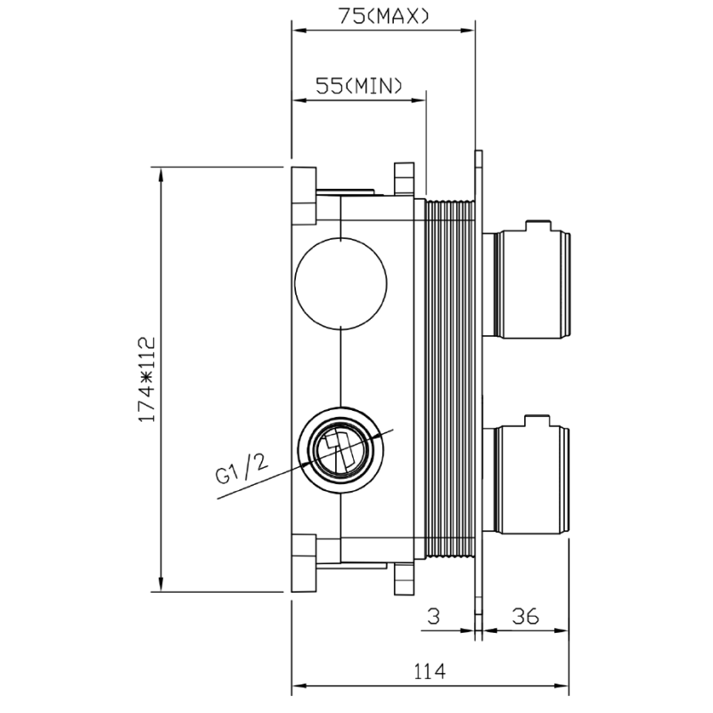 Bateria prysznicowo wannowa podtynkowa trzyfunkcyjna termostatyczna złoty szczotkowany THERMO AVAPAX ABTH5312T1
